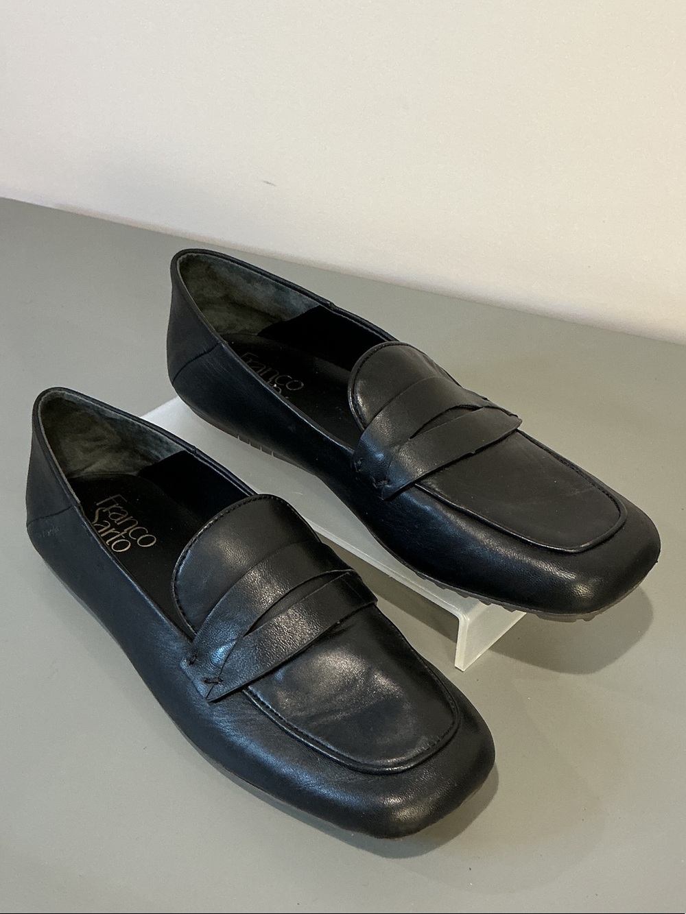 Franco Sarto ZURY Black Leather Penny Moccasin Loafers, Size 7
